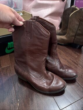 Frye Chocolate Brown Leather Ankle Boots